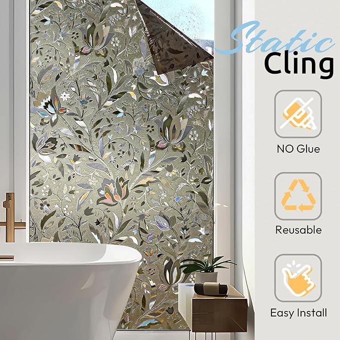 rabbitgoo Window Privacy Film, Stained Glass Cling, Sun Blocking Heat Control - Image 7