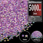 5000pcs 3mm Resin Rhinestones Bulk, Transparent Lavender Purple AB Flatback - Image 2