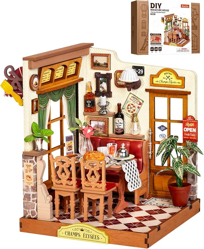 Rolife Miniature House Kit for Adults Elysees Bistro Book Nook Kit DIY Wooden by Rolife
