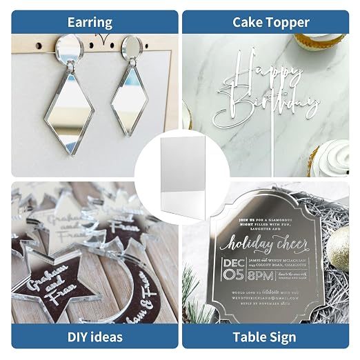 4 Pack 8 x 12 Inch Silver Mirrored Acrylic Sheets | 1/8 Inch Thick, Plastic - Image 6
