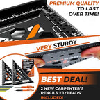 THORVALD 2 Carpenter Square 7 inch + 2 Pencils + 12 Leads - Image 5