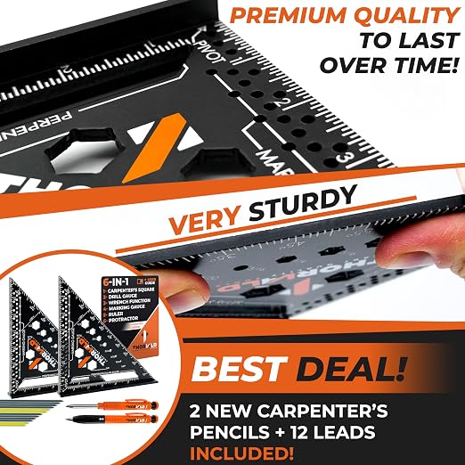 THORVALD 2 Carpenter Square 7 inch + 2 Pencils + 12 Leads - Image 5