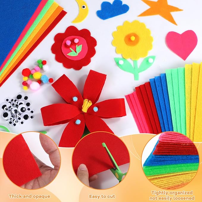 42Pcs Colorful Felt Fabric Sheets 8 x 12 Inch Assorted Red Pink Blue Soft Thick - Image 3