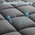 HYLEORY Twin XL Mattress Pad Quilted Fitted Mattress Protector Cooling Pillow - Image 2