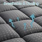 HYLEORY Full Mattress Pad Quilted Fitted Mattress Protector Cooling Pillow Top - Image 2