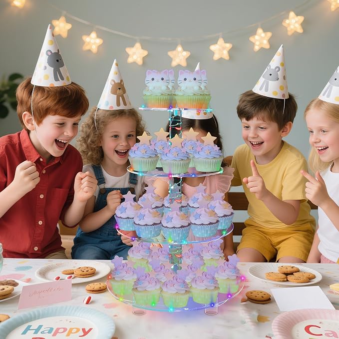 YestBuy 4 Tier Round Cupcake Stand – Premium Cupcake Holder – Acrylic Cupcake - Image 2