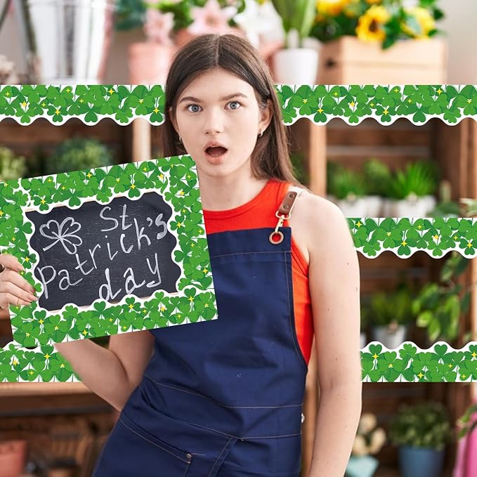 69Ft St. Patrick's Day Shamrock Bulletin Board Borders Irish Paper Bulletin - Image 5
