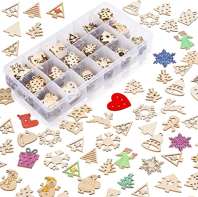 300 Pieces Unfinished Mini Wooden Christmas Ornaments DIY Wooden Christmas by AWIZOM