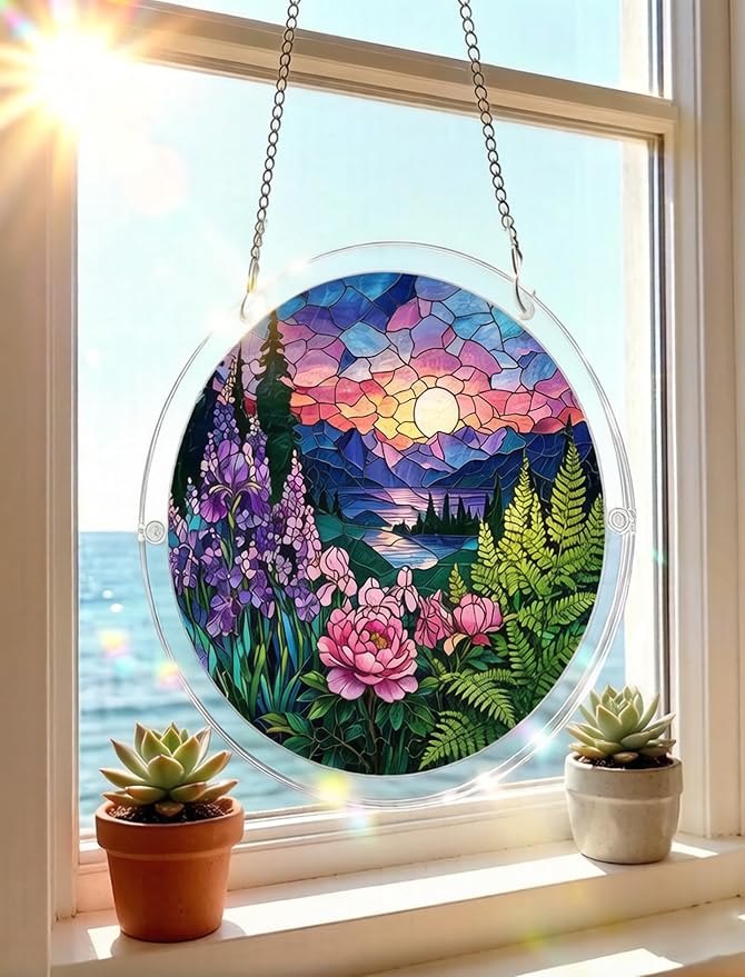 83 Pieces Acrylic Puzzle Suncatcher, Stained Glass Style Art DIY Puzzle - Image 4