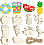 80PCS Wooden Summer Ornaments to Paint, 10 Styles DIY Blank Unfinished Wood by Sophena