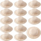 15pcs 2" Miniature Straw Hats, Woven Doll Caps by CLISENCE