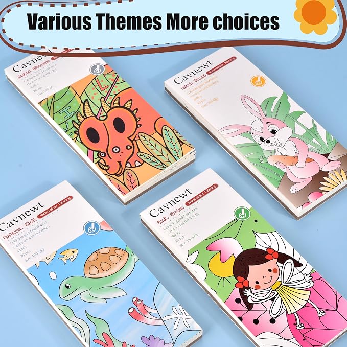 Cavnewt Pocket Watercolor Painting Book, Travel Paint Watercolor Coloring Book - Image 8