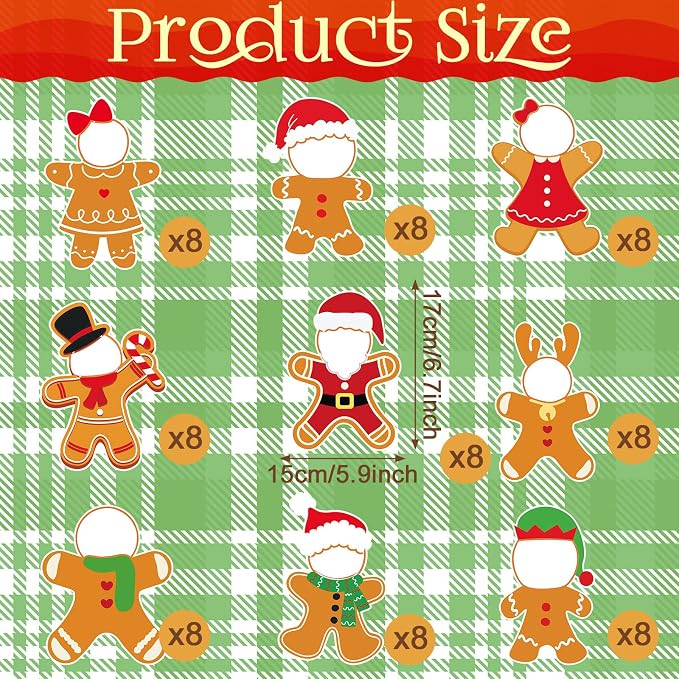 Gersoniel 72 Pcs Kid Christmas Gingerbread Man Decor Bulletin Board Cutout | - Image 2