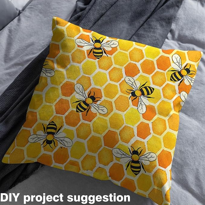 Feelyou Bees and Flowers Upholstery Fabric by The Yard, Garden Cute Bee - Image 4