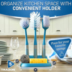 Dish Brush Set of 5 with Convenient Holder, Bottle Water Brush, Dish Scrub Brush - Image 5