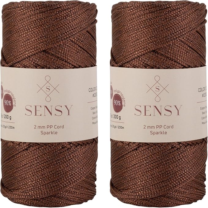 2 Pack of Sensy Premium 2mm 251 Yards Sparkle Polyester Rope 90% Polypropylene by SSENSY