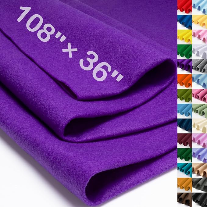 XSEINO Purple Large Felt Fabric 108" X 36 ", 1.4 mm Thick Soft Felt Fabric Sheet by XSEINOiscreating%EF%BC%81