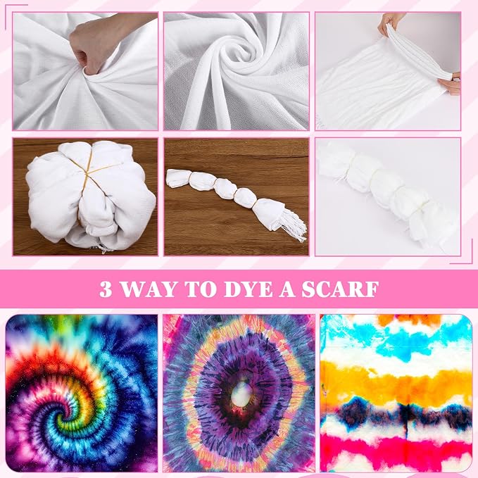 Suhine 16 Pcs Blank White Cotton Scarf to Tie Dye, Full Cotton Scarf Bikini - Image 2