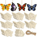 80PCS Wooden Spring Ornaments to Paint Butterfly Cutouts, 8 Styles DIY Blank by Sophena