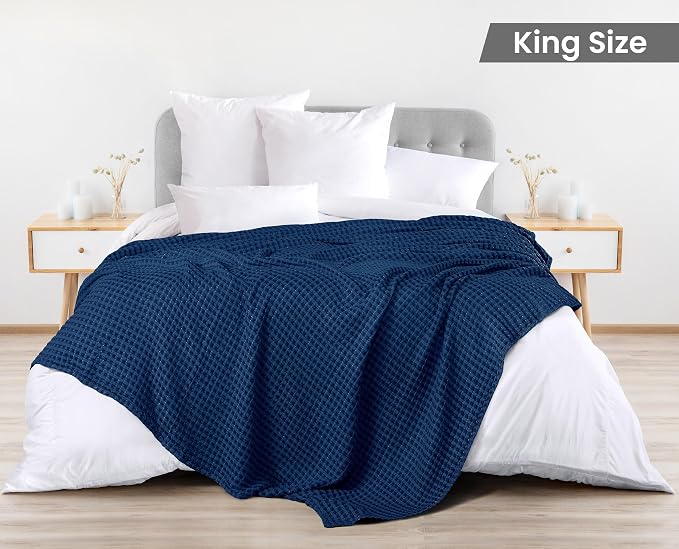 Utopia Bedding 100% Cotton Waffle Weave Blanket King Size - Image 2