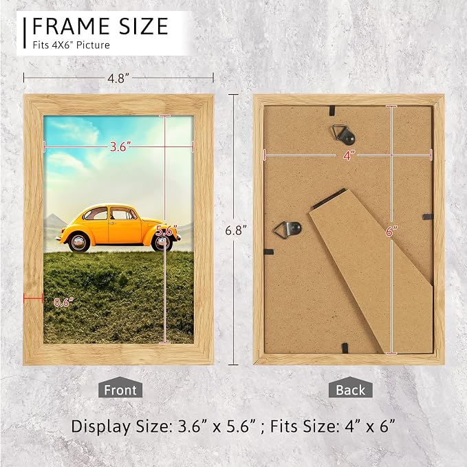 ATOBART 4x6 Picture Frame, Composite Wood Photo Frame - Image 2