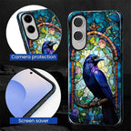 for Samsung Galaxy S25 Edge Case, Crow Faux Stained Glass Pattern Glossy 2 in 1 - Image 6