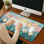 Faux Colorful Glass Desk Mat, Tulip Long Mouse Pad, Large Gaming Computer - Image 7