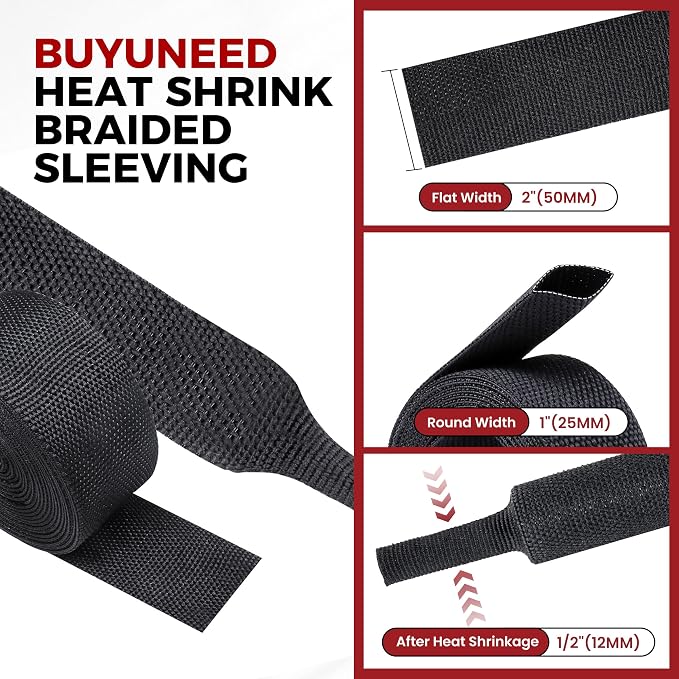 Heat Shrinkable Braided Sleeving 2:1 Ratio- Abrasion Protection Flexibility - Image 2