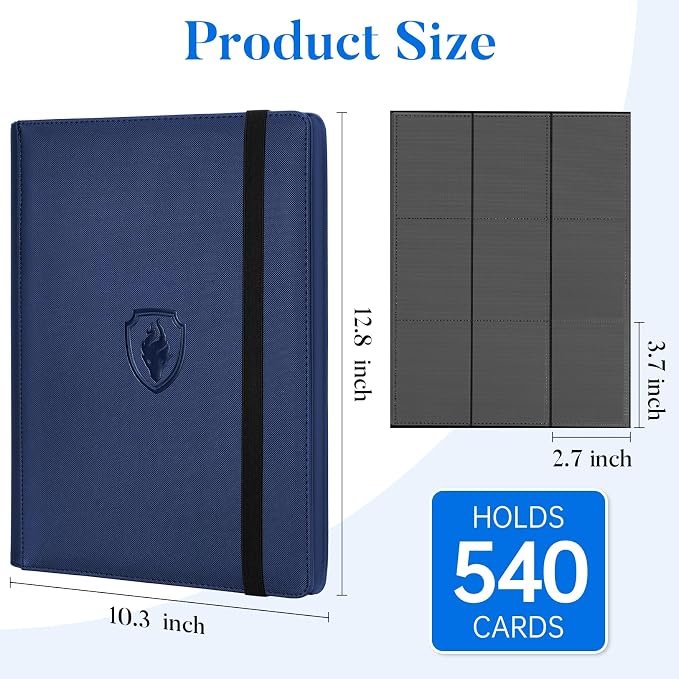 Premium 9 Pocket Card Binder for 540 Cards, Fabmaker PU Cover Trading Card - Image 6