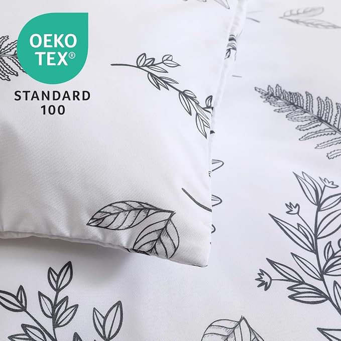 MUXHOMO Duvet Cover King Size, Reversible Floral White Duvet Cover Set - Image 4