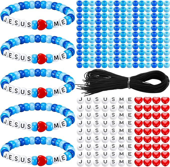 Ferreve 35 Sets Ocean Religious Bead Wristband Craft Kit Jesus Love Me Faith by Ferreve