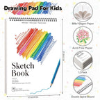 12 Pack Sketch Books, 8.5 x 11 Inch Mini Sketchbook, 68lb/100gsm Spiral Bound - Image 2
