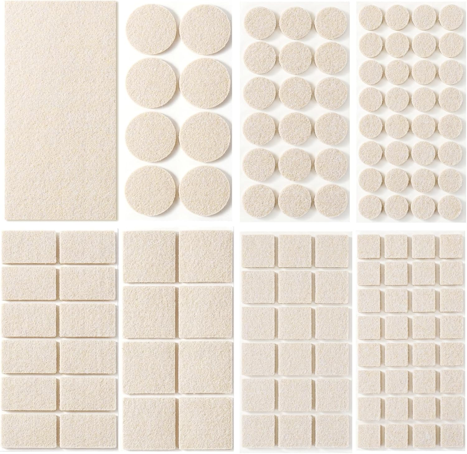 Felt Furniture Pads for Hardwood Floors 129 Piece, Furnigear Anti Scratches Felt Pads for Round, Square Chair Feet Self Adhesive Chair Felt Pads Sliders Moving Your Furniture Smoothly, Beige