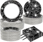 50 Guests Halloween Spider Web Plates and Napkins Party Supplies Spiderweb by Qyeahkj