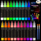 Roizefar Glow in the Dark Paint, 21 Colors 3D Permanent Acrylic Fabric Paints by Roizefar