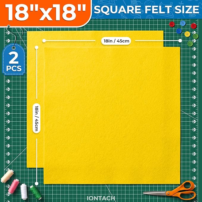 IONTACH 18" X 18" Soft Felt Sheets 1.6mm Thick | Acrylic Felt Fabric Sheets - Image 2
