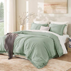 Andency Sage Green Tassel Comforter Set Full, 3 Pieces Boho Farmhouse Shabby by Andency