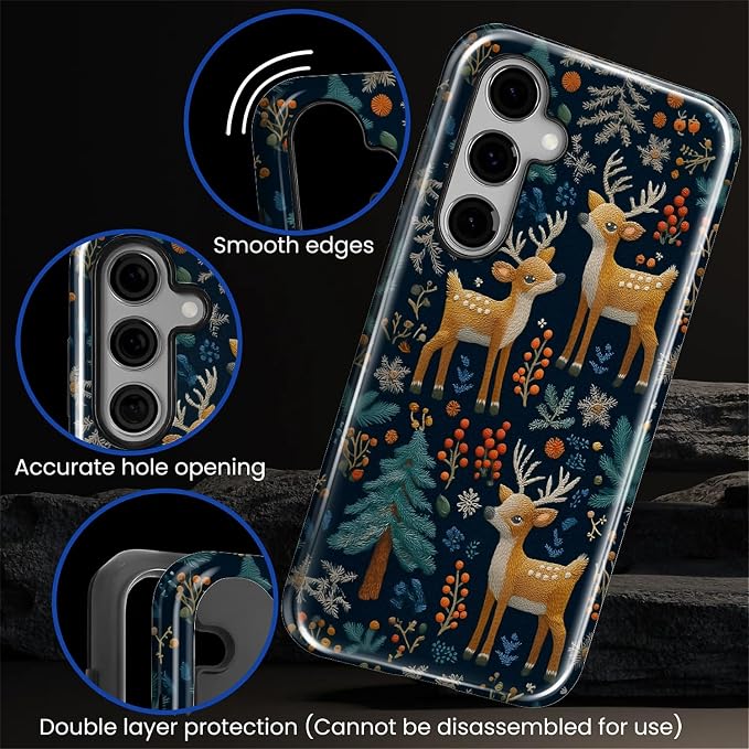 Case for Samsung Galaxy S26 Case, Cute Christmas Reindeer Design- Hybrid Dual - Image 4