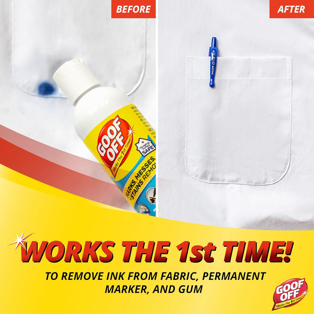 Goof Off Marks, Messes & Stains Remover, 8 fl. oz. Spray, Household Surface Safe, Removes Spots and Stains from Plastics, Fabric, and Clothing, Ideal for Households with Kids