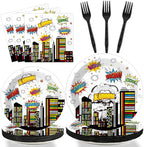 96 PCS Super Theme Hero Party Plates Napkins Hero Themed Party Tableware Hero by Tevxj