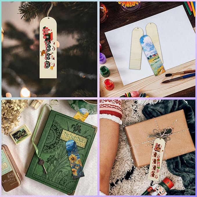 100 PCS Unfinished Wood Bookmark, Arch Wooden Bookmark DIY Bookmarks Tag Label - Image 5