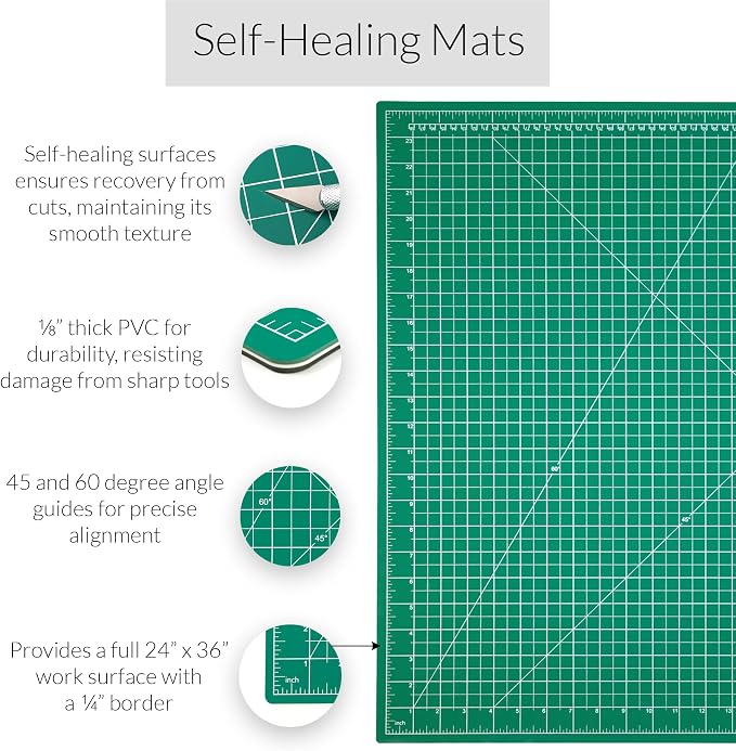 Breman Precision 24x36 Inch Self Healing Cutting Mat – 2-Sided 5-Ply PVC - Image 2