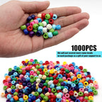 1000Pcs Pony Beads Bracelet 9mm Rainbow Plastic Barrel Pony Beads - Image 4