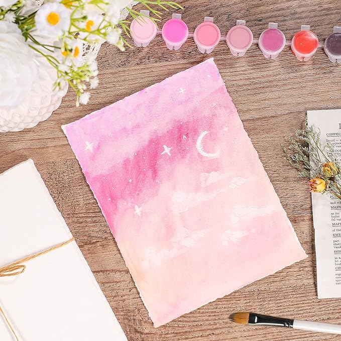 Prudiut 25 Sheets Cotton Watercolor Paper, 300 GSM, 6 x 8 inch, Texture Laid - Image 4