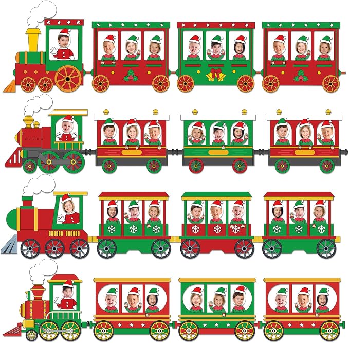 60pcs Christmas Theme Cutouts Xmas Trains Bulletin Board Decoration Set by partygreeting