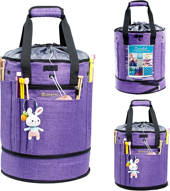 MYBAGZING Expandable Yarn Storage Organizer, Crochet Bag & Yarn Tote by MYBAGZING
