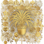 50PCS Gold Foil Floral Stickers, Metallic Botanical Decals, Waterproof PET by Unknown