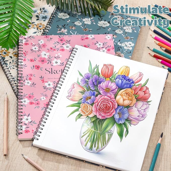 12 Pack Sketch Book, 8.5 x 11Inch Sketchbook, 68lb/100gsm Top Spiral Bound - Image 7