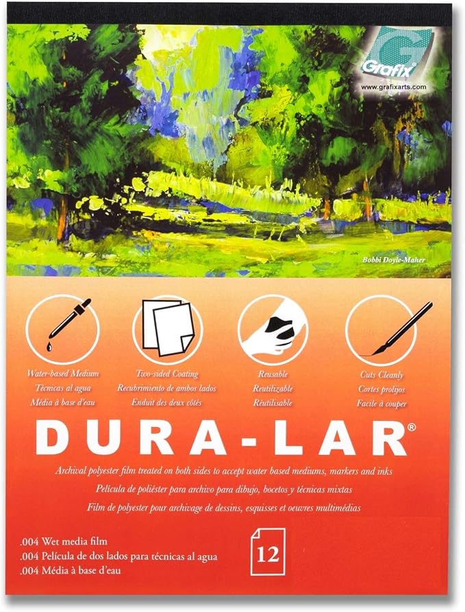 Grafix Dura-Lar 0.004" Film, Ultra Clear Wet Media 19"x24", Plastic Film Coated by Grafix