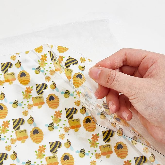 Bee Printed TPU Jelly Faux Leather Fabric, 11.8 x 47.2 Inch Clear TPU Vinyl - Image 4